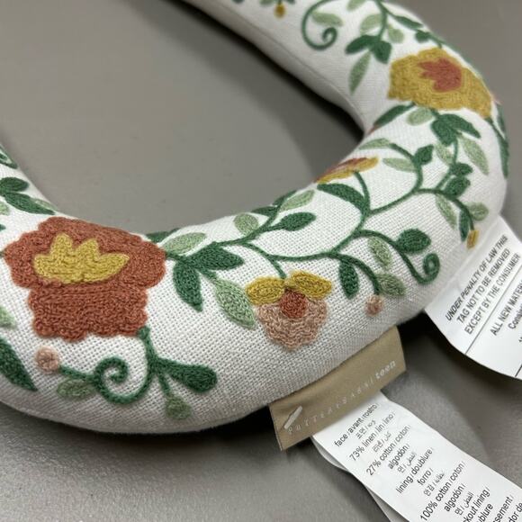 Pottery Barn Teen Floral Letter Shape Pillow 'U' Decor Statement Embroidered NEW - Picture 4 of 6